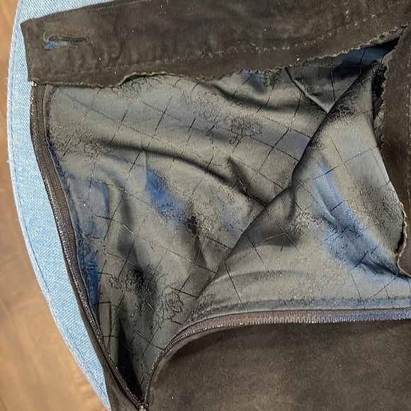 Black suede leather set XL cropped jacket pockets & M/L fit/flare suede skirt - Picture 14 of 16